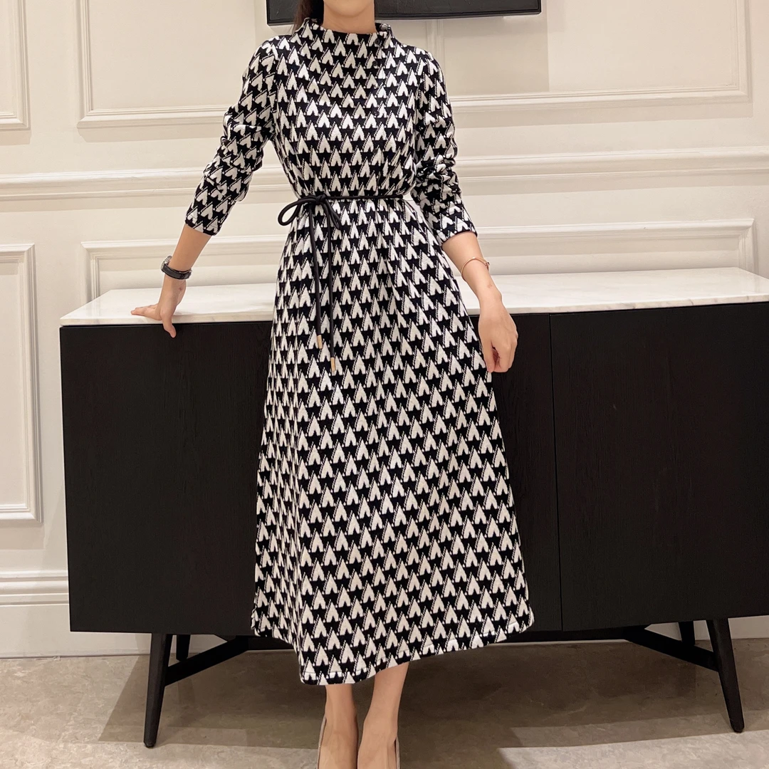 【萨拉迪恩】秋冬气质法式复古女装连衣裙长袖时尚