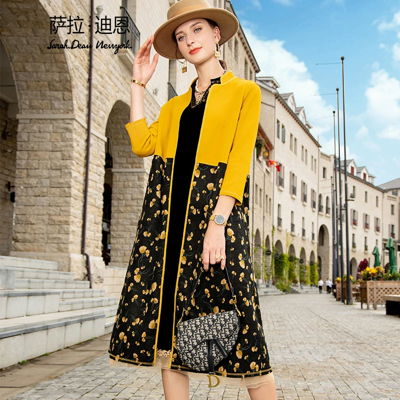 秋冬高端洋气妈妈风衣女长款百搭休闲外套WF202700