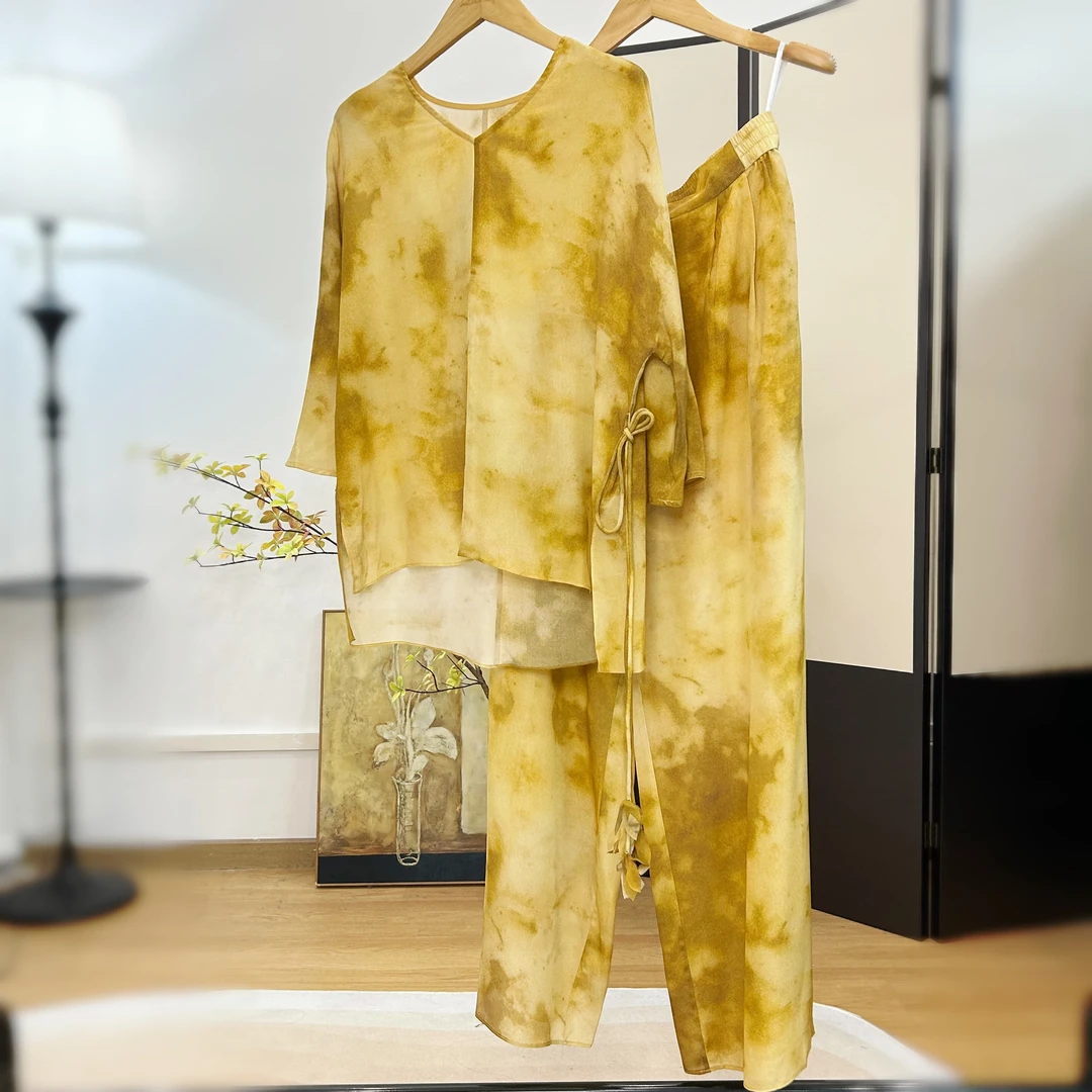 【萨拉迪恩】桑蚕丝真丝桑蚕丝套装春夏新中式国风时尚休闲