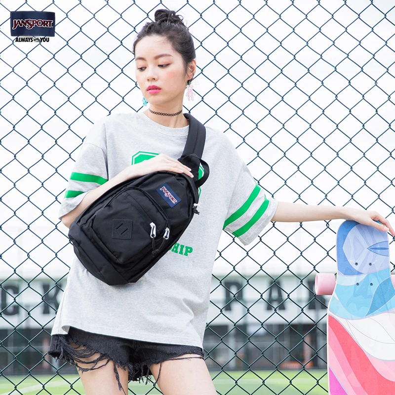 JanSport男士骑行滑板胸包单肩潮流斜挎包户外47LS系列时尚休闲包