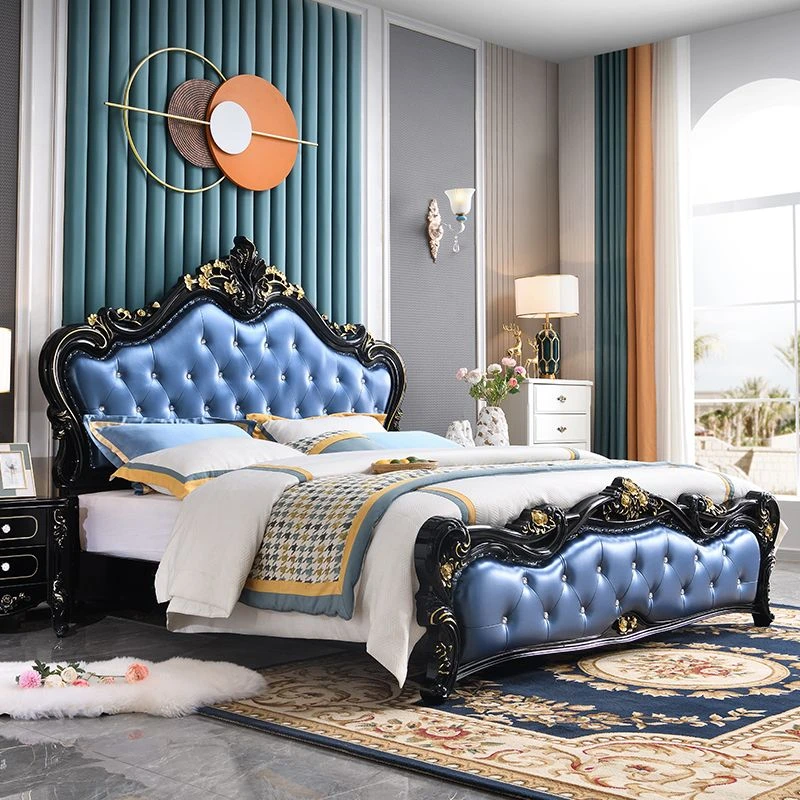 欧式床现代简约实木公主床简欧双人床黑檀色婚床主卧家具组合套装