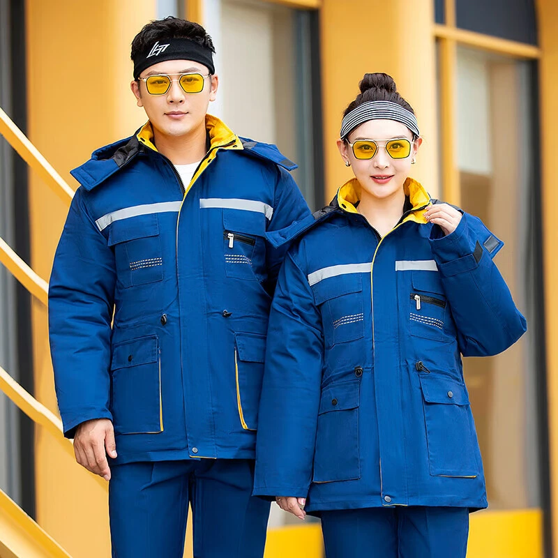 工装三件套棉袄男棉服防寒服长款冬季工作服棉衣男加厚可拆卸