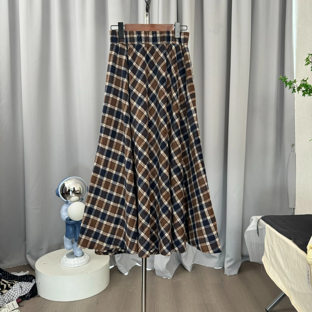 D084（慧敏专属链接）大摆毛呢半身裙女2024秋冬新款高腰中长裙