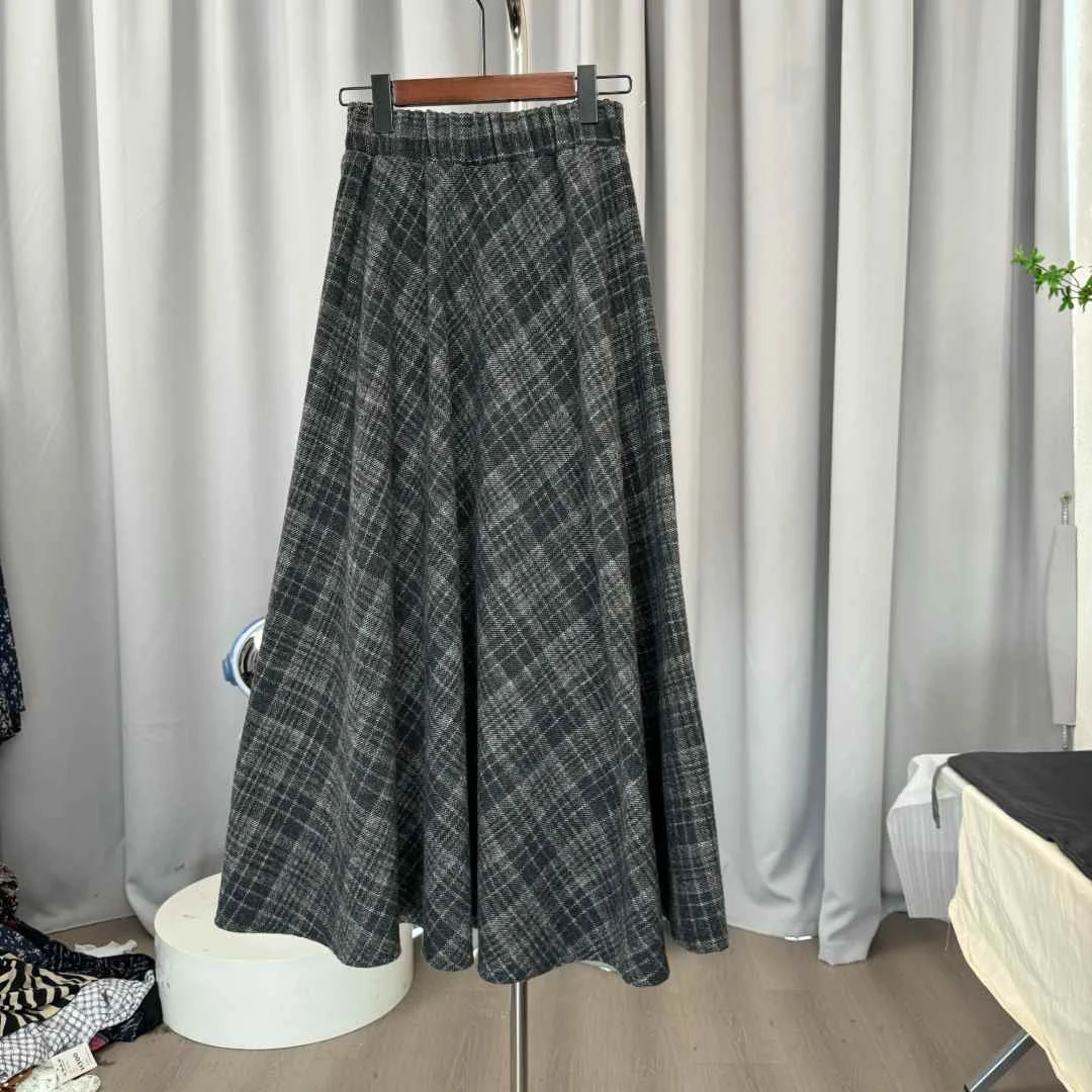 351（小梅专属链接）大摆毛呢半身裙女2024秋冬新款高腰中长裙