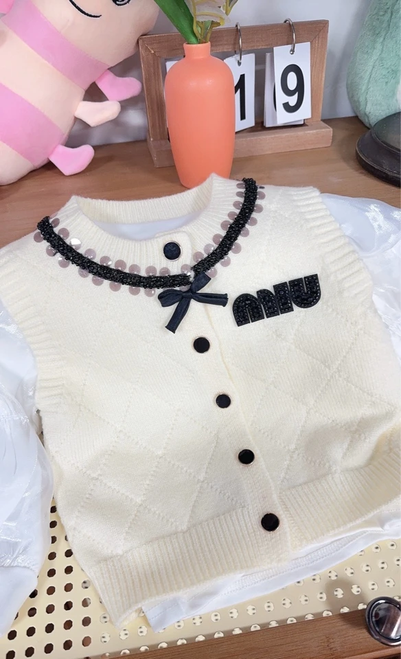 新款针织亲子小香风背心韩系开衫背心