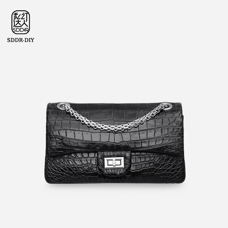 私订达人鳄鱼世家新款真皮女包轻奢时尚潮流百搭正品鳄鱼皮斜跨包