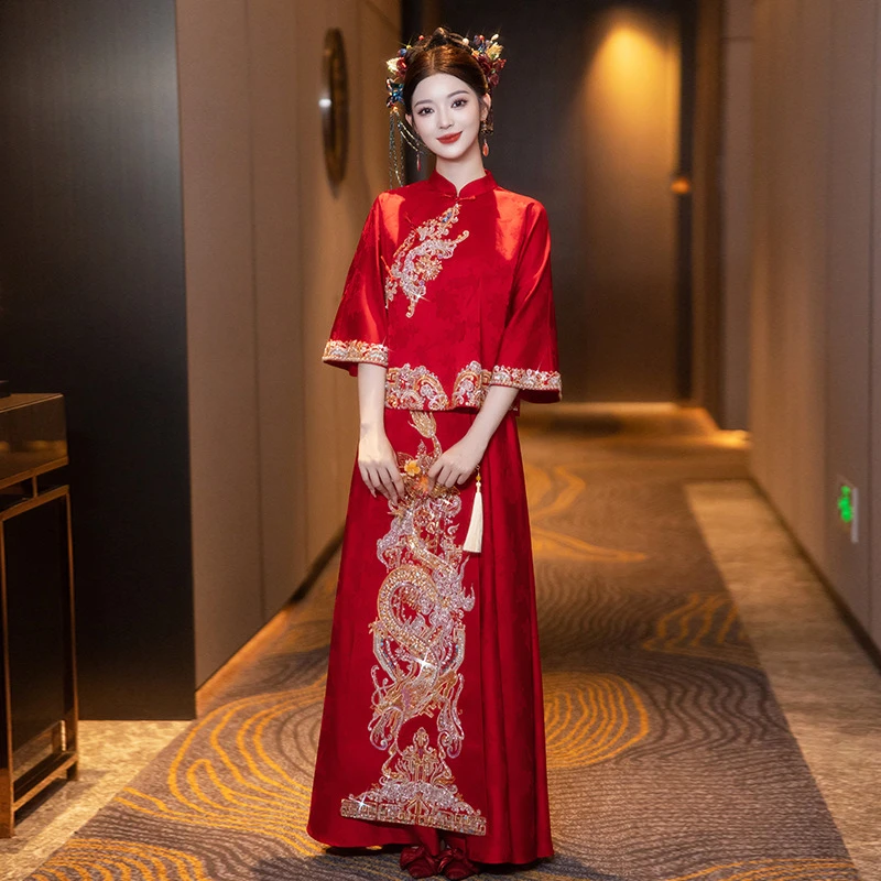 【金玉儿】新中式2024年秀禾服高端新中式敬酒服小个子新娘结婚订婚