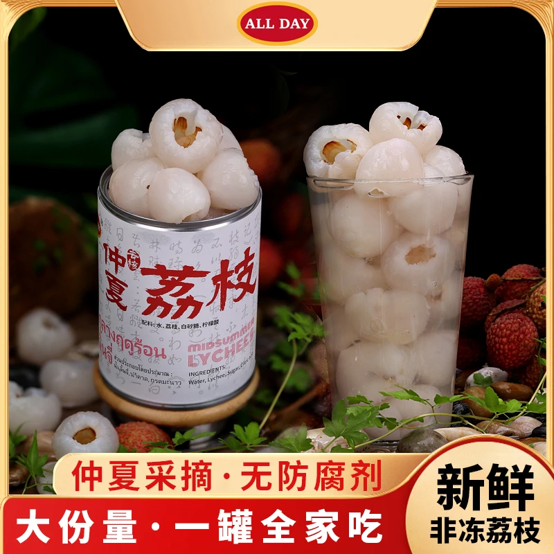 【旗舰店】仲夏荔枝罐头540g*4罐应季糖水无核妃子笑荔枝饮料大份量