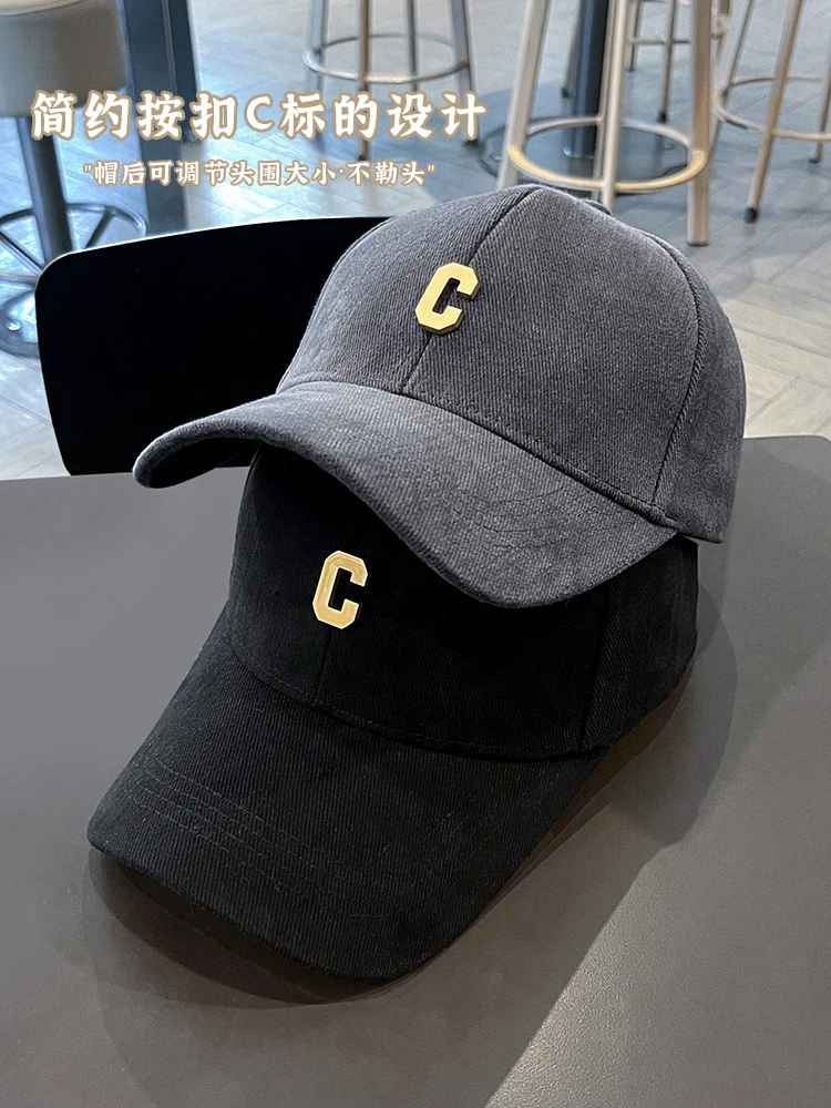韩版潮酷字母棒球帽子女秋冬季日系休闲棉涤保暖百搭显脸小鸭舌帽