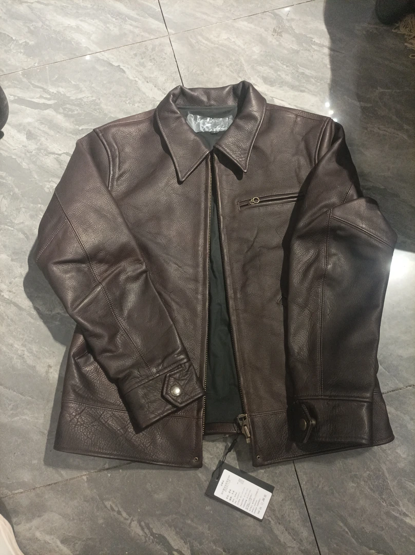 直播福利   紫色生烟牛皮夹克