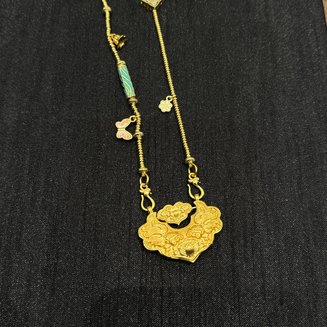 铜合金吊坠 铜合金项链双鱼锦鲤锁包吊坠如意项链毛衣项链送女友
