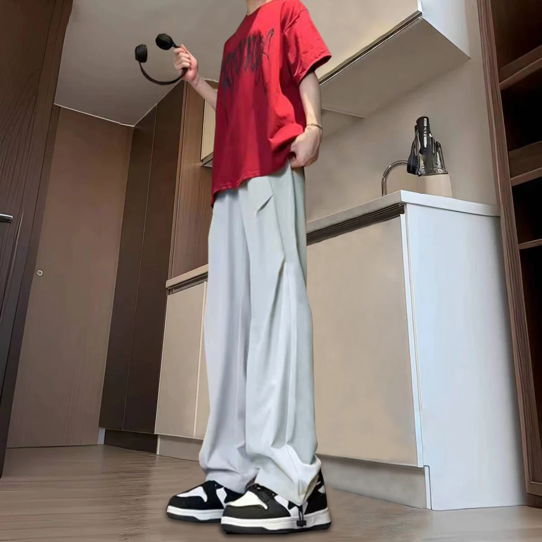 夏季薄款防晒伞兵裤男潮流宽松百搭高街褶皱休闲长裤美式运动裤子