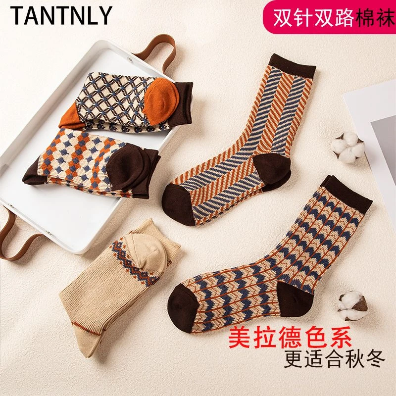 袜子秋冬复古中筒秋冬季ins女中筒堆堆加厚日系保暖高筒长袜