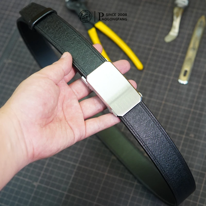 男士百搭自3.5/3.8腰带定制【ZY69钢制无牙自动扣+马具双压边走线】