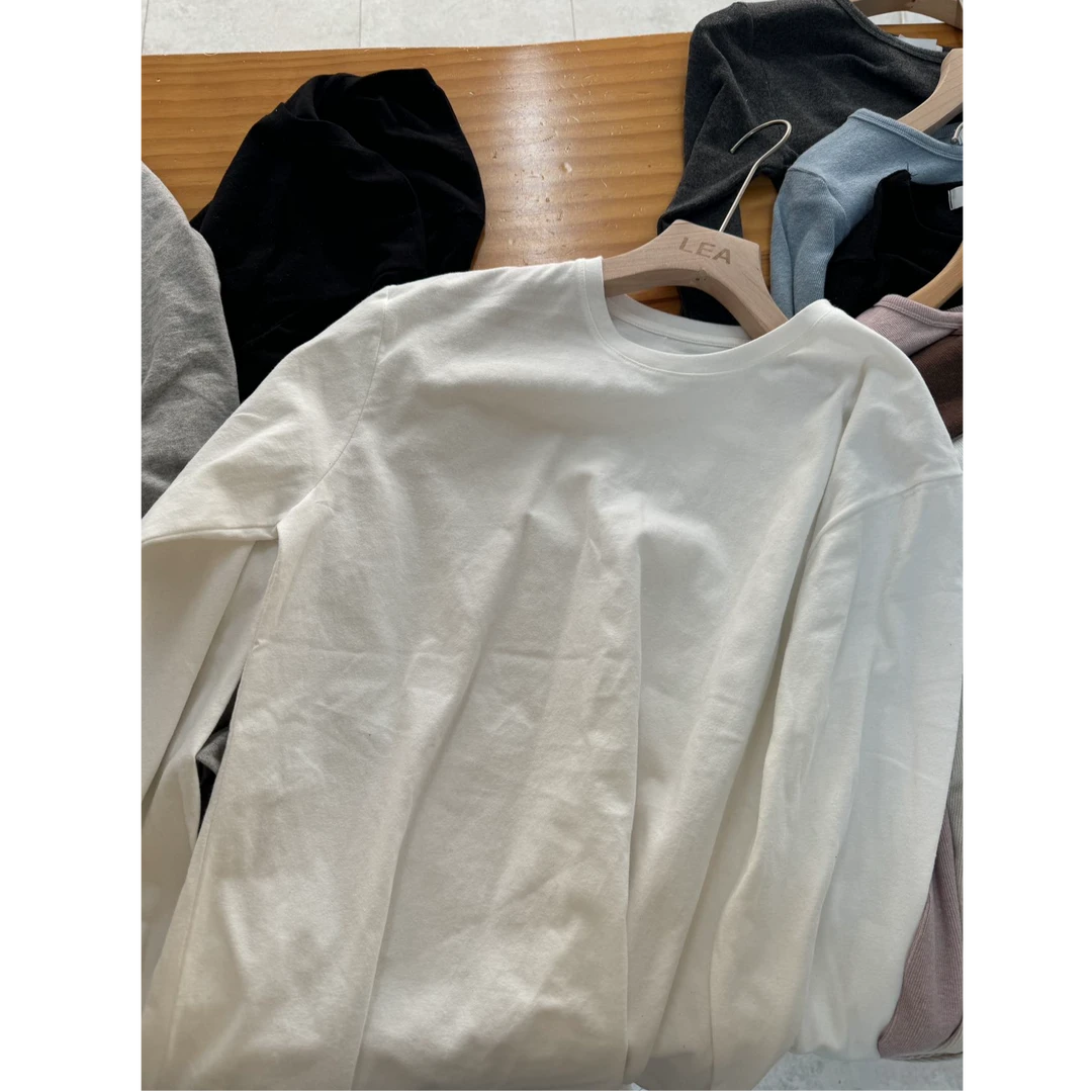 【LEA VELY韩国】经典休闲百搭宽松圆领长袖打底T恤