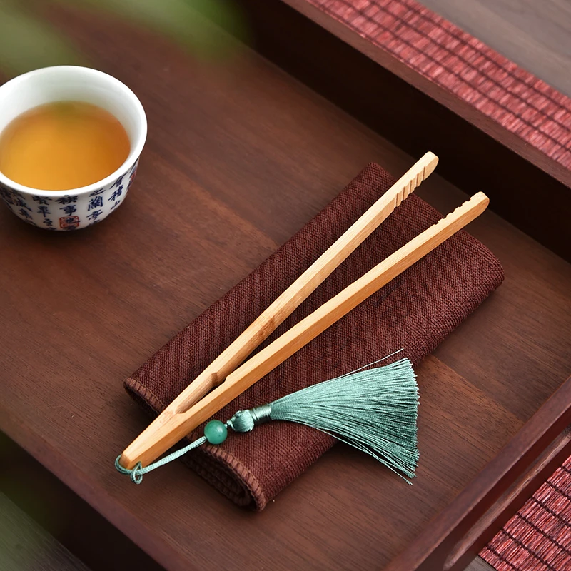 家用竹制茶夹流苏杯夹茶具配件镊子手工茶叶夹子六君子茶道零配件