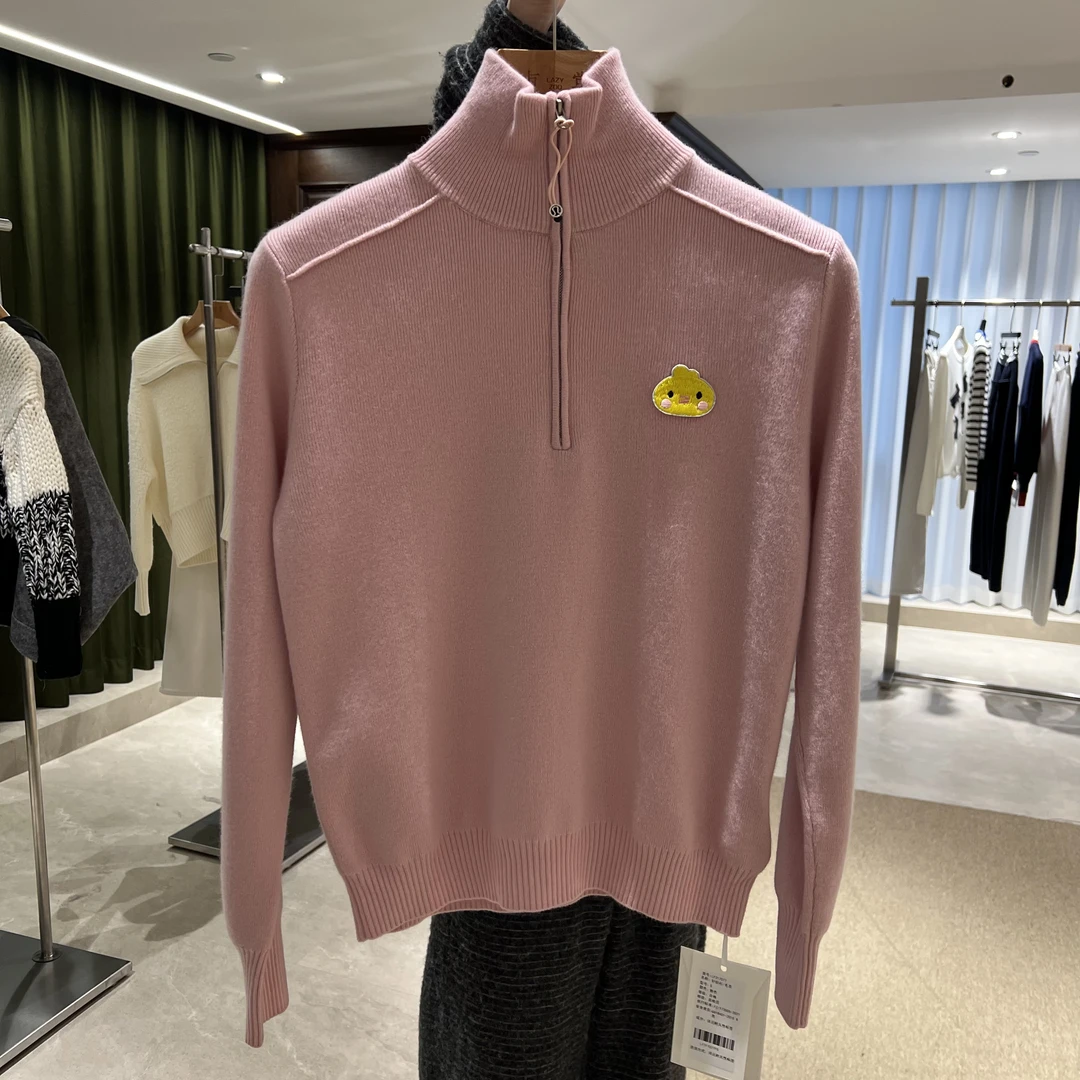 立领软糯半拉链针织衫宽松百搭满分羊毛衣半高领针织毛衫CEA7077