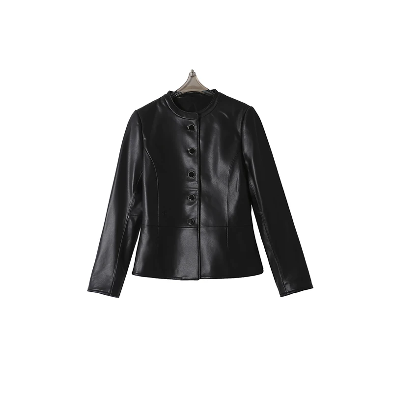 时尚皮夹克外套皮衣气质时尚轻奢短款百搭黑色秋冬修身CEA6861