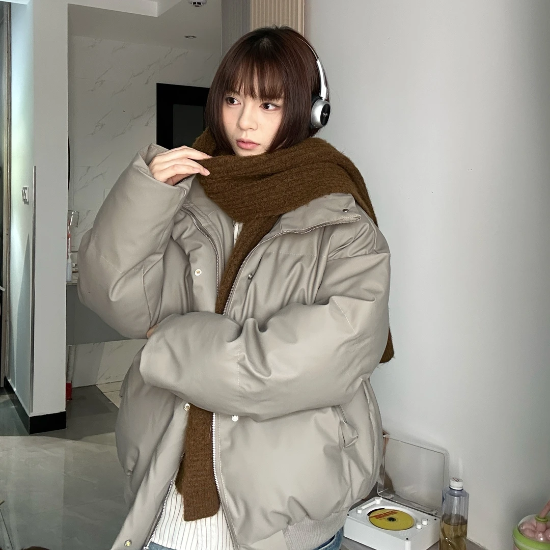 【小洁专属】PU棉服防风耐磨立领棉衣冬季加厚男女韩版简约潮流休闲