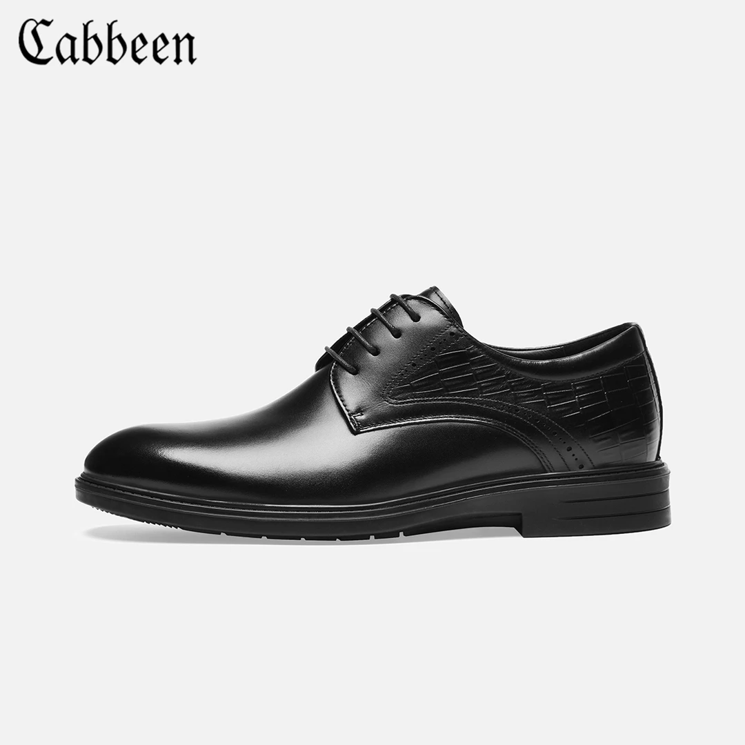 Cabbeen/卡宾简约别致格纹压花设计休闲男士正装皮鞋时尚舒适男鞋