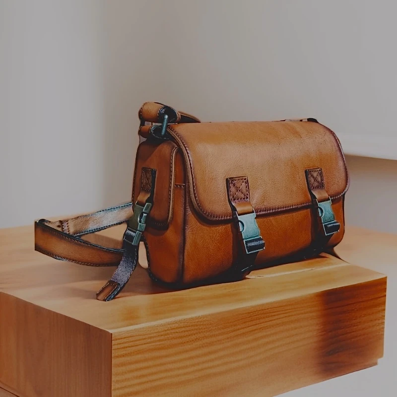 【米鹿皮具】斜挎包（9008）男士休闲经典简约 单肩尺寸宽24高16底9