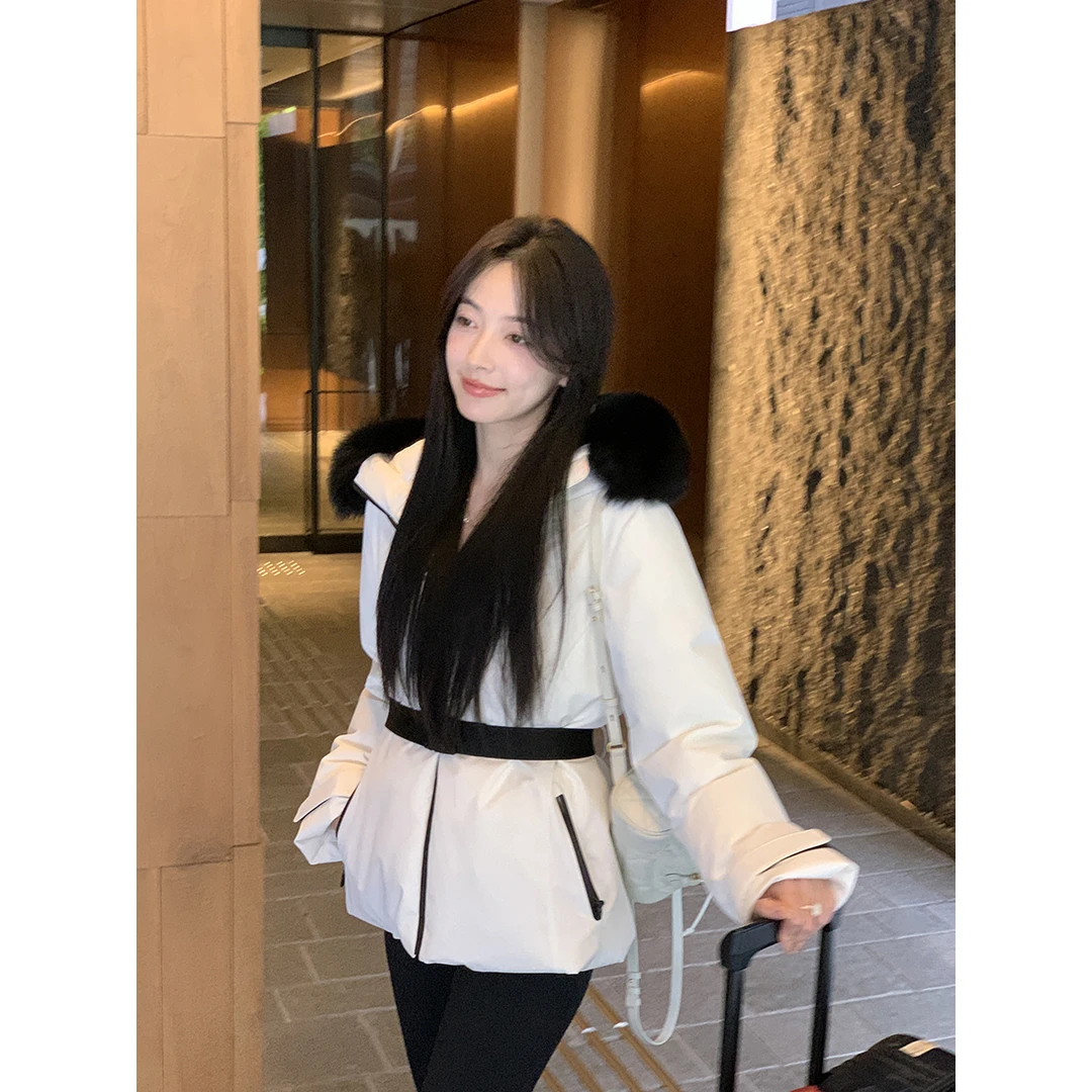 夏诗文 可溯源安心绒90北京白鸭绒狐狸毛领腰带羽绒服ABOUT POEM