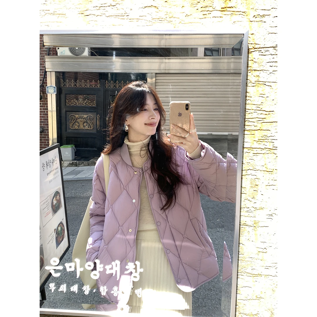 夏诗文ABOUT POEM 可溯源安心90白鸭绒菱格羽绒服女