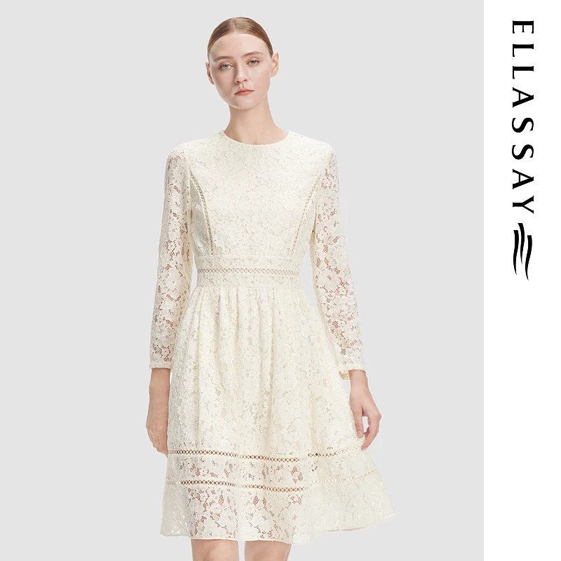 ELLASSAY歌力思2025春新款棉感法式流光风假日连衣裙EWD361Y06800