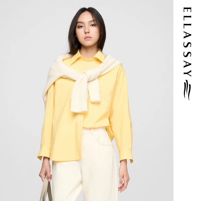 ELLASSAY歌力思早春新款棉感慵懒流光风假日风衬衫女EWW361C02200