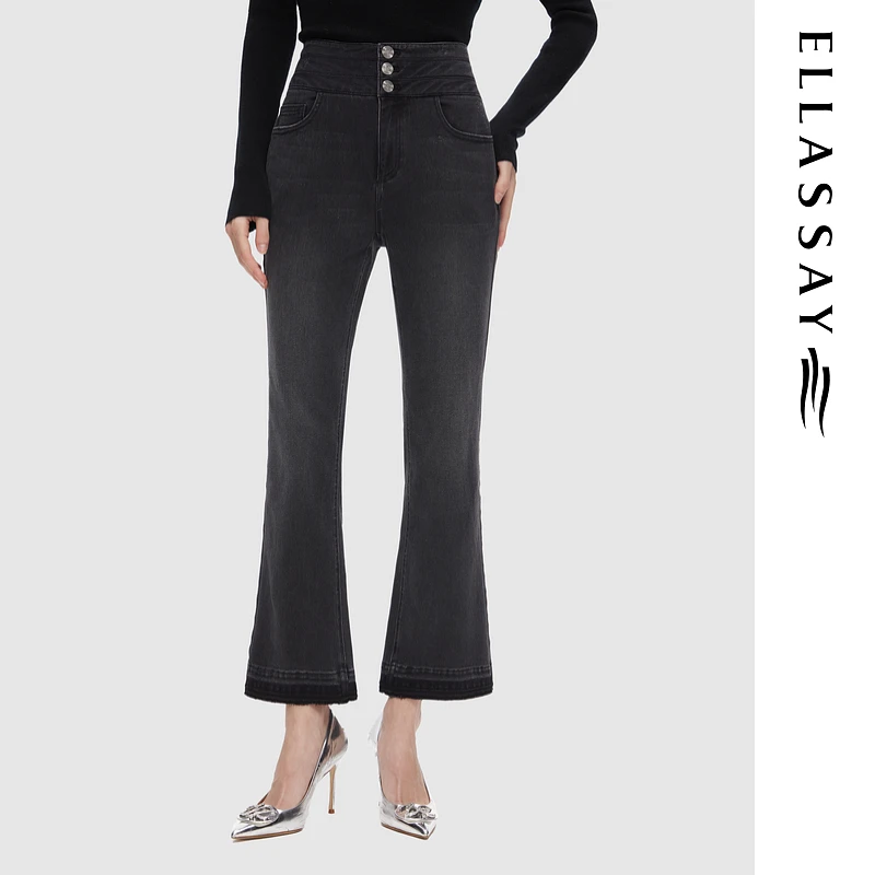 ELLASSAY歌力思秋季新款棉感修身喇叭牛仔裤女EWD353N00200