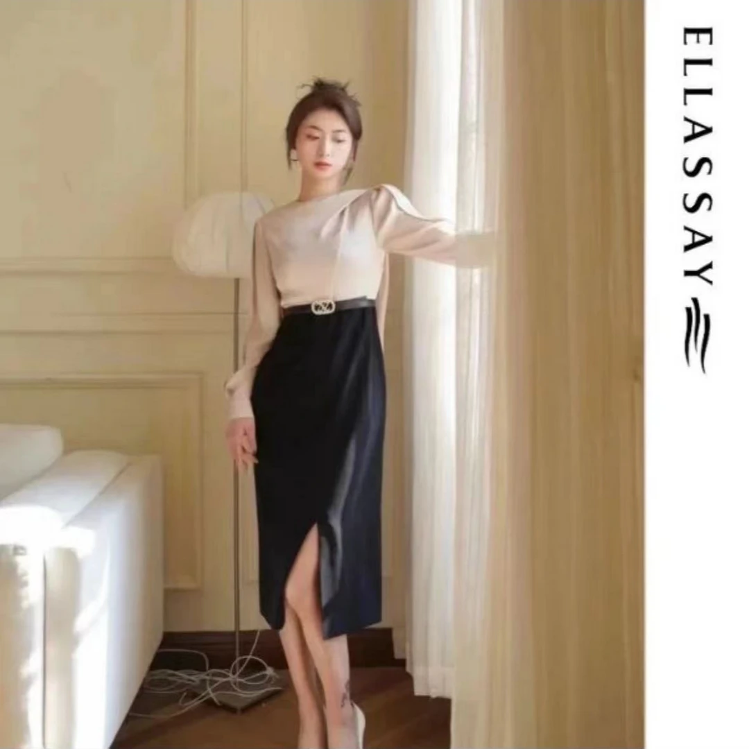 ELLASSAY歌力思秋季新款气质显瘦百搭女神包臀连衣裙EWF351Y09200