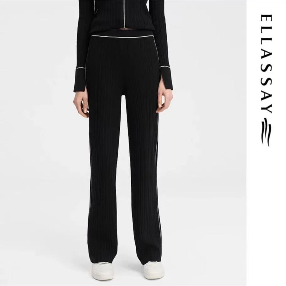 ELLASSAY/歌力思秋冬休闲高腰显瘦连帽纸片人针织裤EWW343M00500