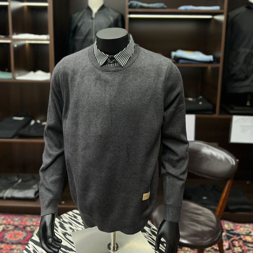 【koztun】秋冬针织8381#撞色男士休闲秋季冬季圆领长袖纯色百搭