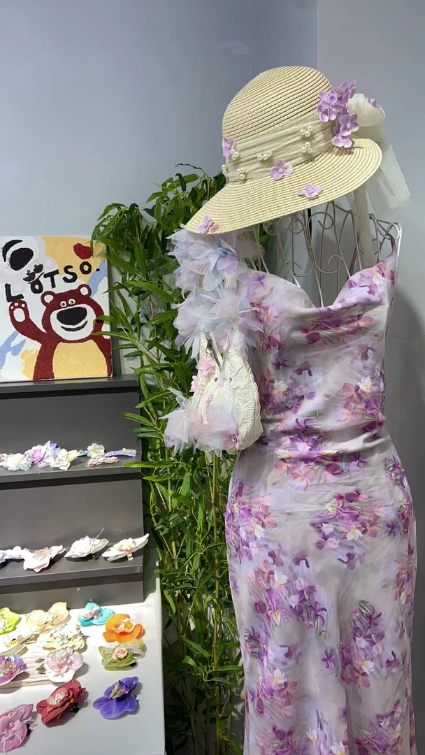 小妹妹直播间法式网红皇冠花朵配饰蕾丝紫色小众设计感时尚百搭