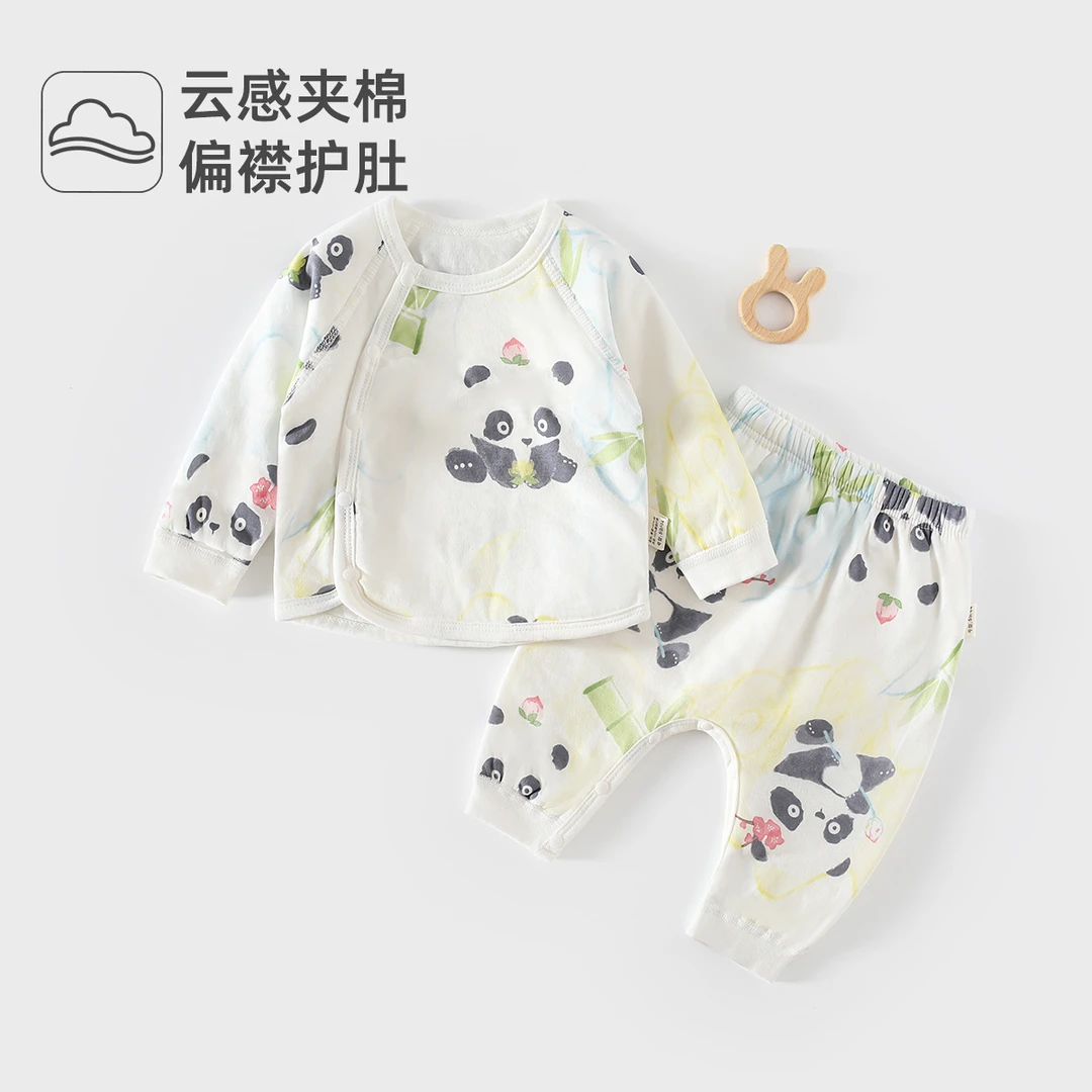 秋冬婴儿40g夹棉分体衣新生儿冬季加厚初生宝宝爬服冬季无骨哈衣