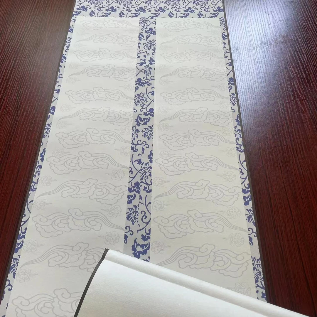 品宣阁 【青花瓷挂轴】四尺对开半生熟蜡染宣纸