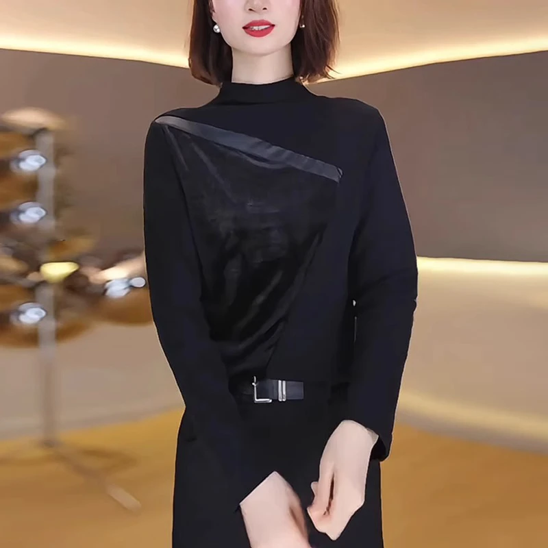 半高领德绒打底衫女秋冬2025新款高级感时尚洋气加厚内搭t恤上衣