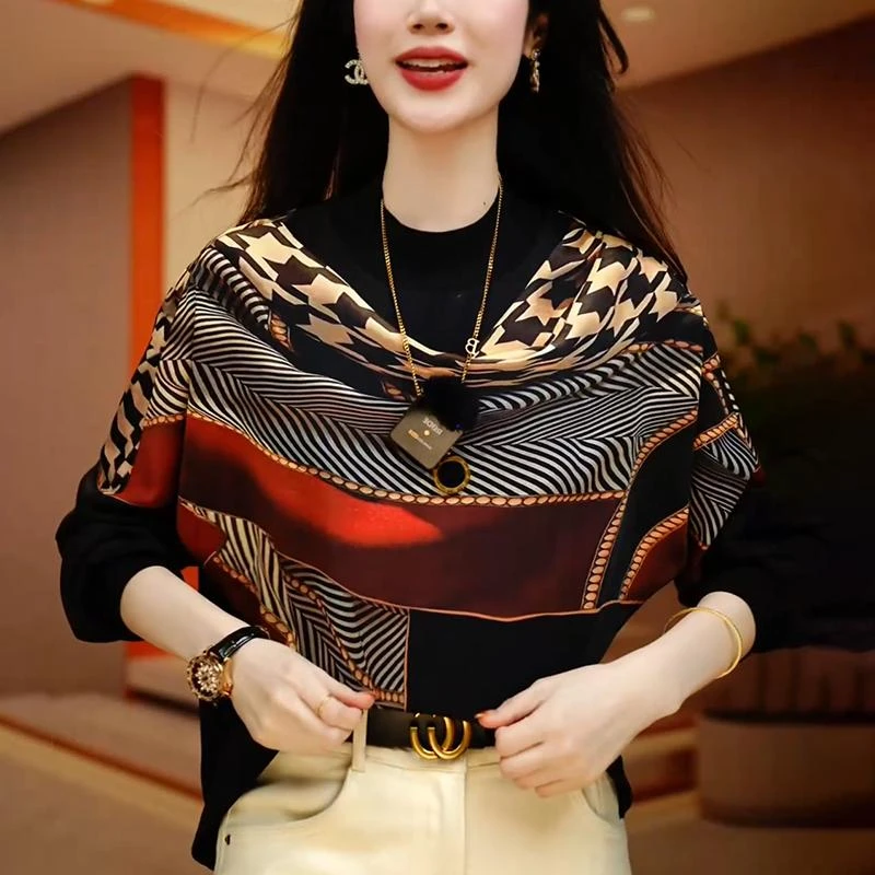 半高领条纹衬衫女士秋季2025新款大码妈妈装洋气减龄独特别致上衣