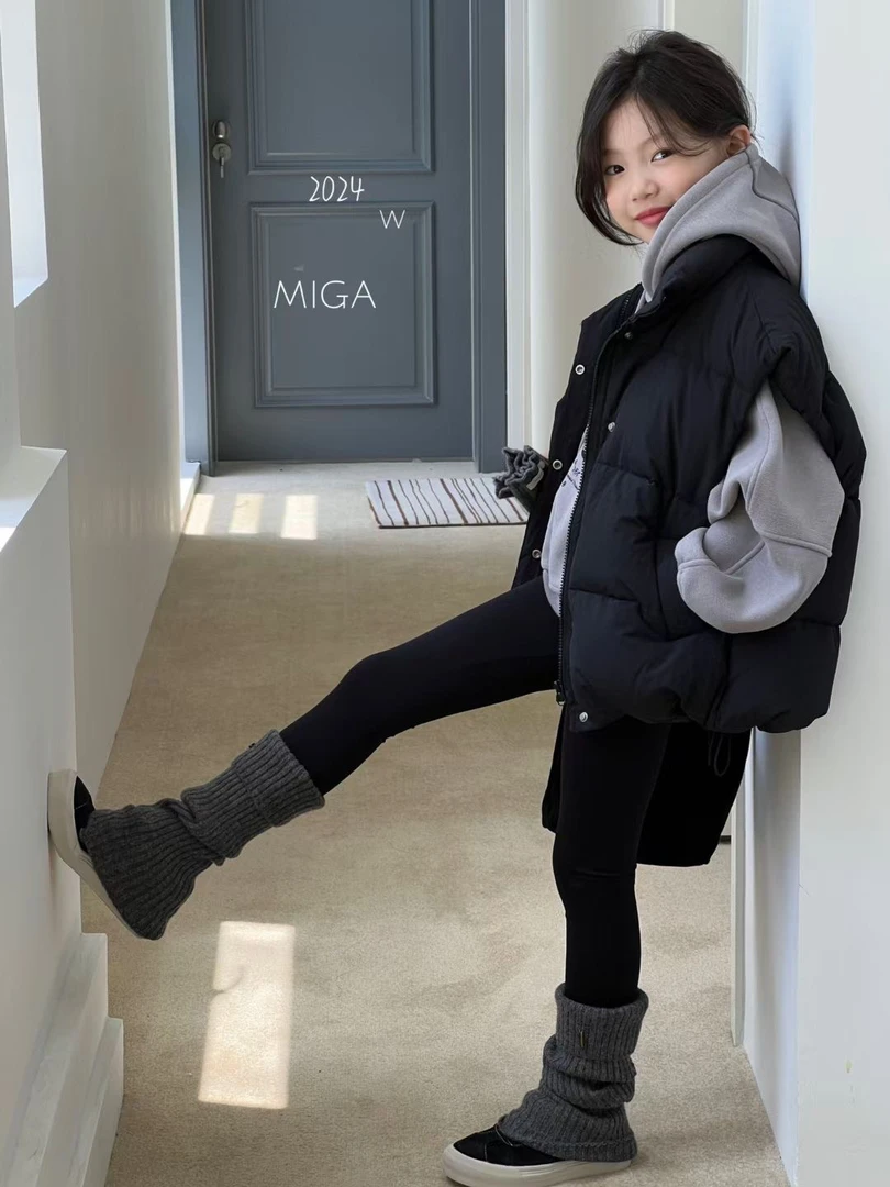 正品早安家女童羽绒马甲2024冬装90白鸭绒儿童羽绒衣服背心厚