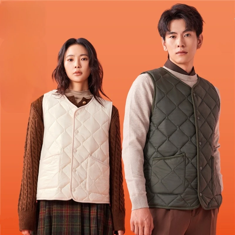 4801秋冬充气绒羊毛马夹背心可外穿加绒加厚内搭保暖无袖马甲