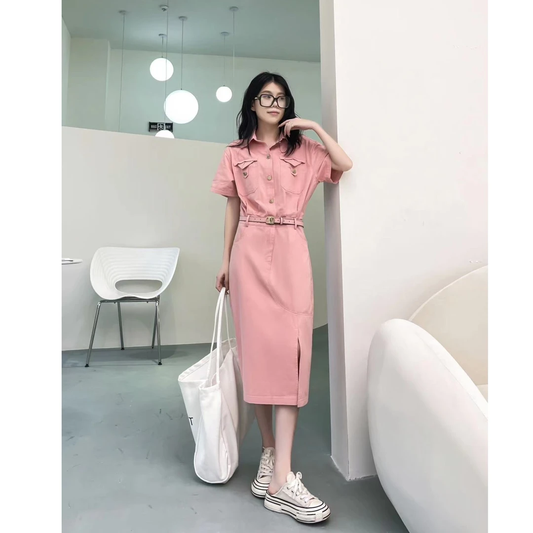 夏天洋气连衣裙23裙子女夏季新款收腰显瘦休闲通勤时尚牛仔裙2331