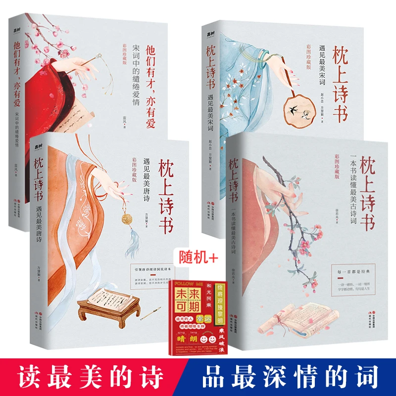 枕上诗书 套装共4册 一本书读懂最美古诗词+唐诗+宋词+有才有爱