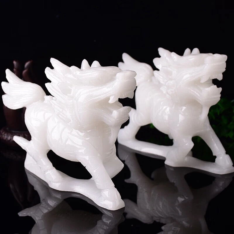 玉麒麟摆件天然玉石麒麟吉祥物家居玄关店铺公司开业装饰礼品摆件