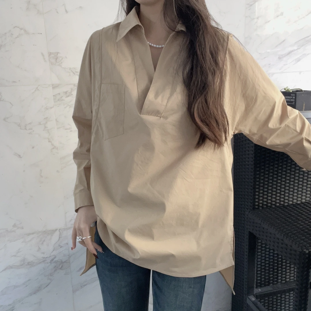 【新款】红魔方时尚休闲宽松慵懒风套头衬衫12Z5897