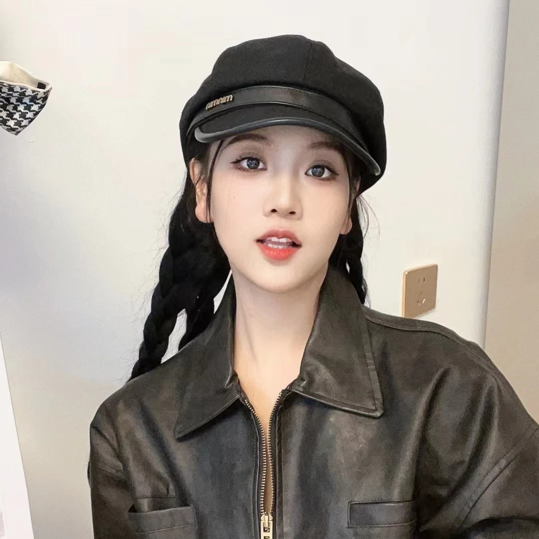 甸想2023新款高级感秋冬日系休闲女画家复古贝雷帽显脸小八角帽