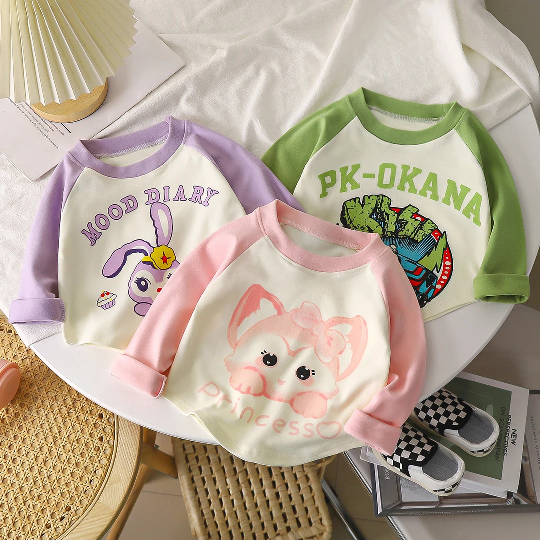 【现货】女童打底衫洋气韩版长袖上衣女宝圆领上衣