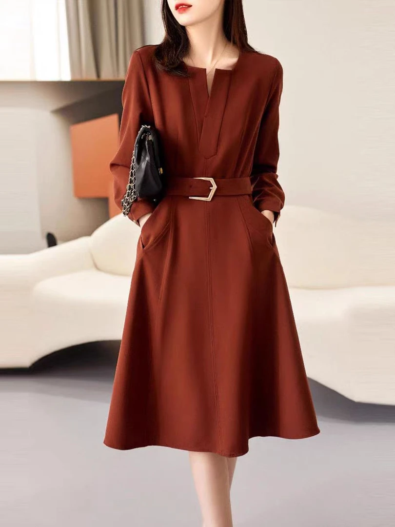 2025新款女装显瘦气质时尚休闲连衣裙 FC218（没腰带 介意勿拍）