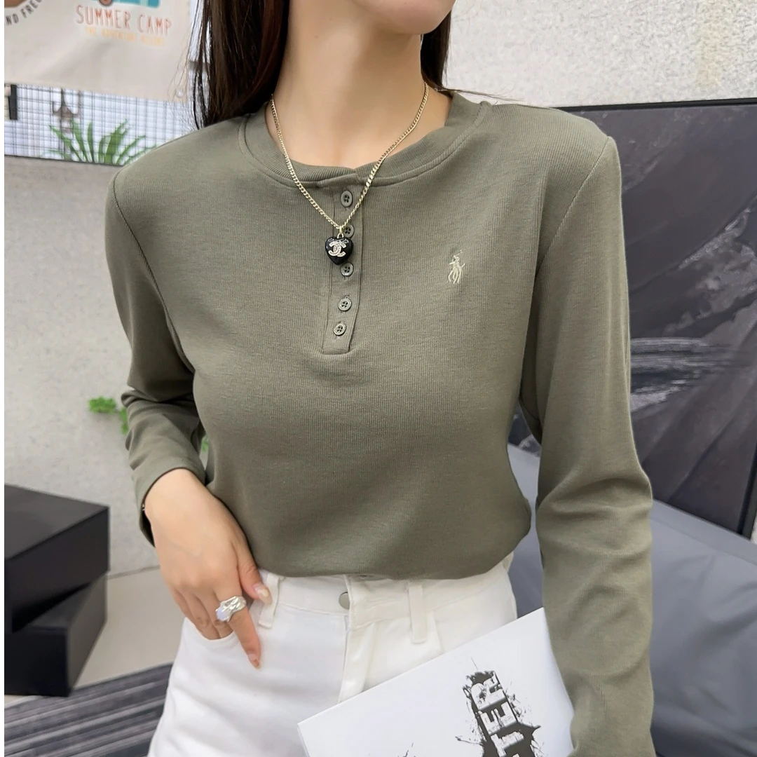 新款金品棉2x2五扣上领长袖(Q7010)