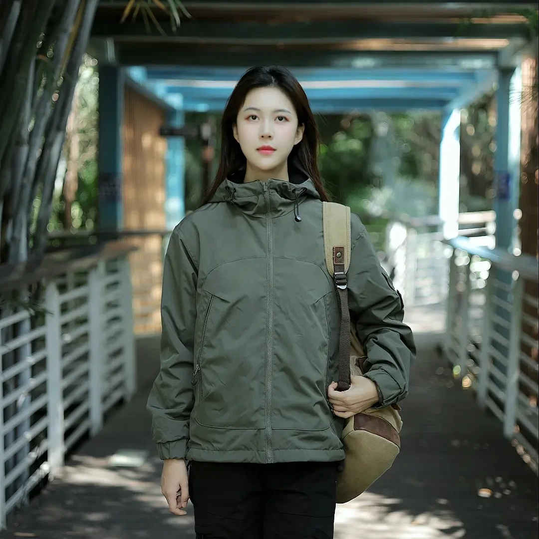 秋冬新款工装夹克潮牌男女同款三防双面穿冲锋衣外套W-0002款