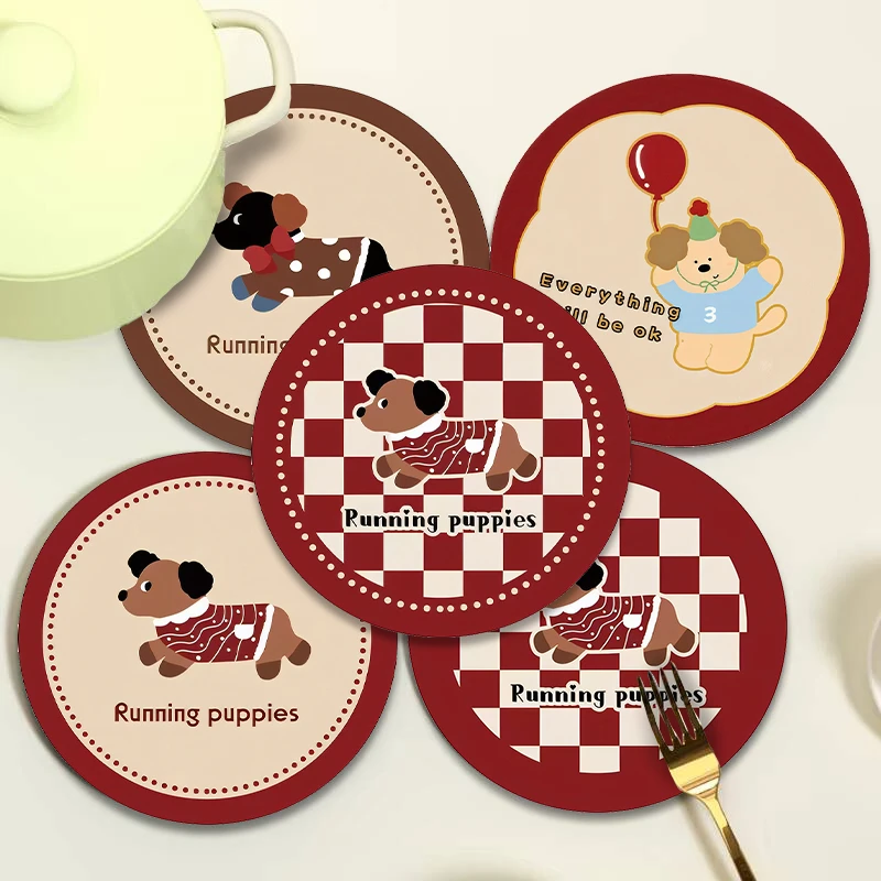 Miss House萌动趣玩圣诞新年红色吸水隔热杯垫防烫防滑杯垫